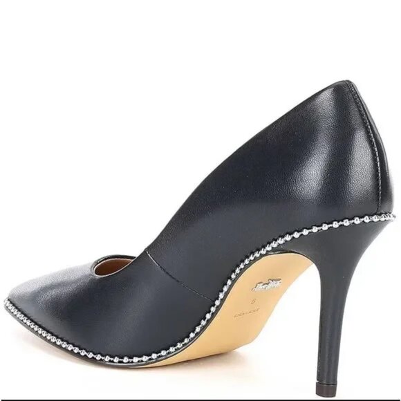 Coach Waverly Beadchain Studded Leather Pumps Black Size 5.5 - Picture 5 of 10